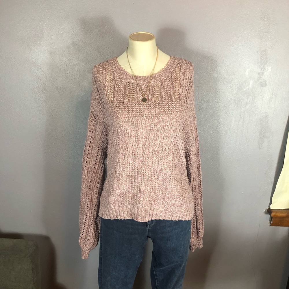 AE Mauve Bubble Sleeve Sweater Size XL WORN TWICE